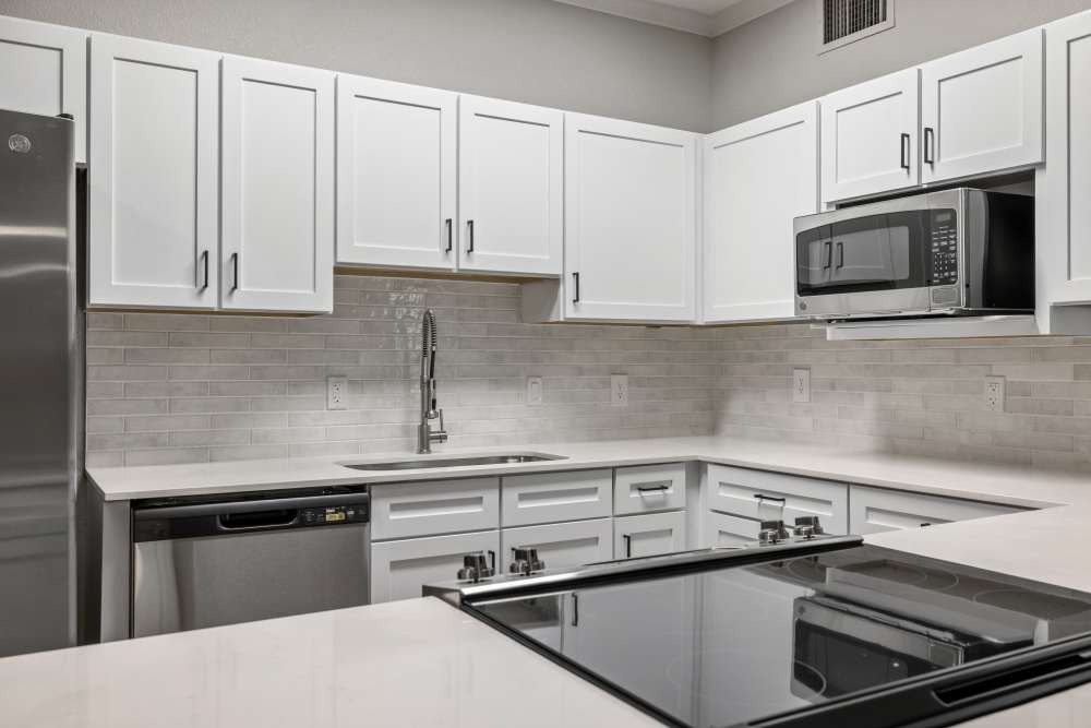 Newly renovated kitchen with ultra high-end finishes at Briargate on Main in Parker, Colorado