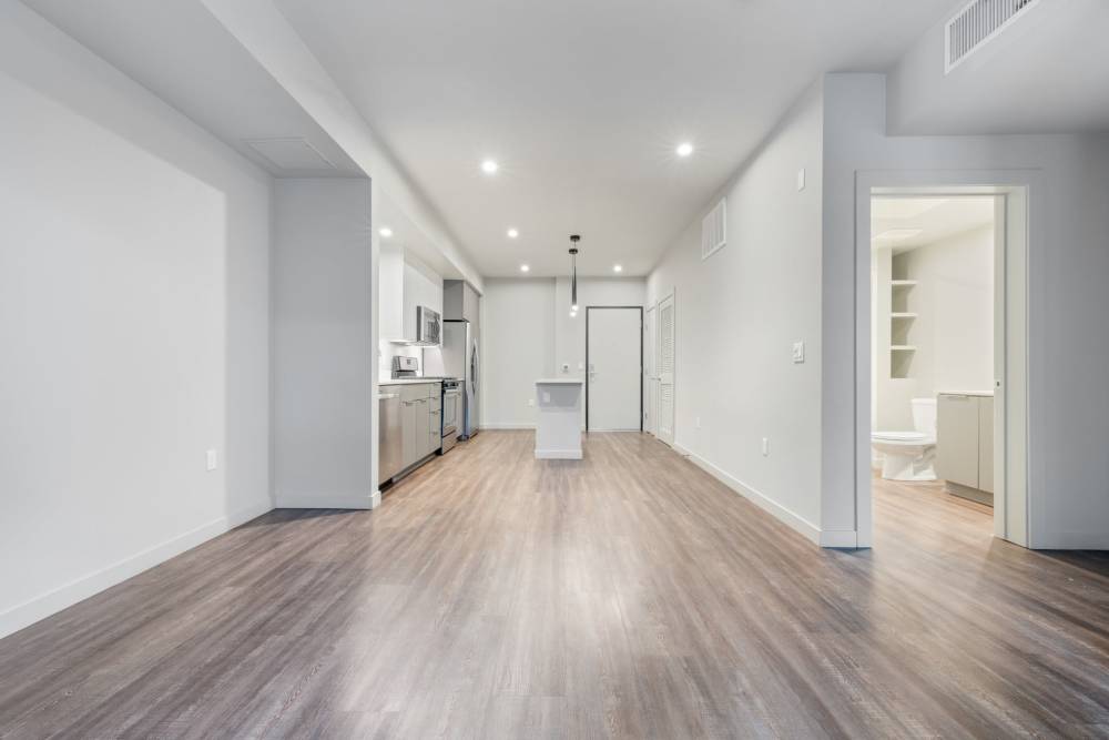 Spacious unfurnished living room at The George Apartment Homes in Anaheim, California