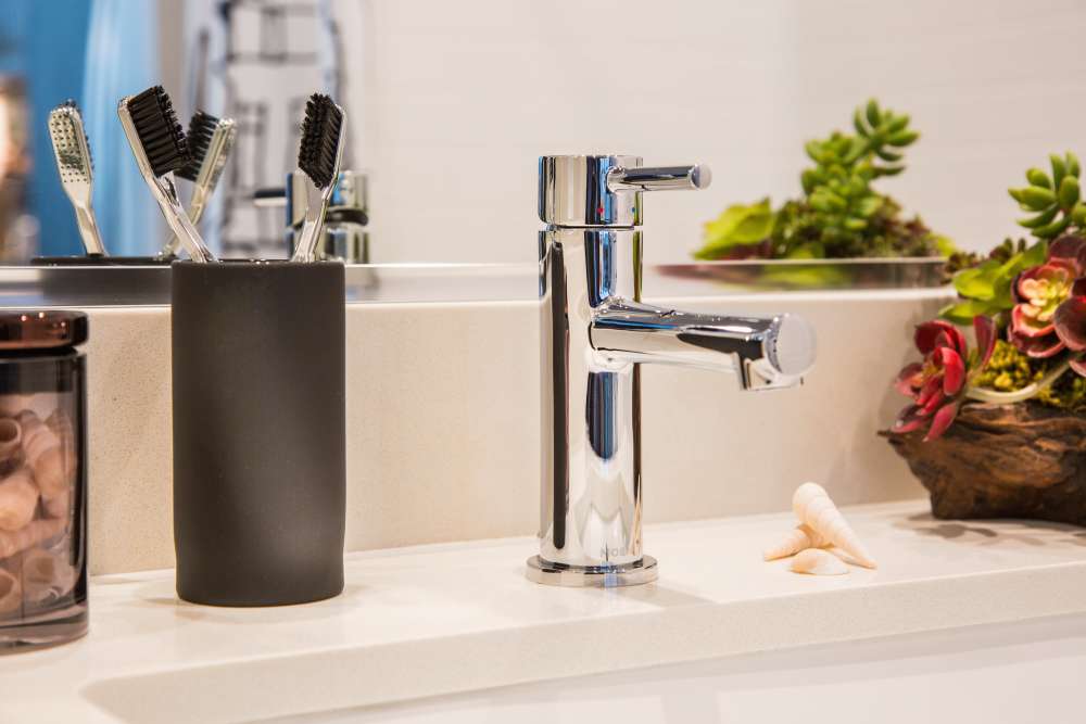 Bathroom sink handle at The George Apartment Homes in Anaheim, California