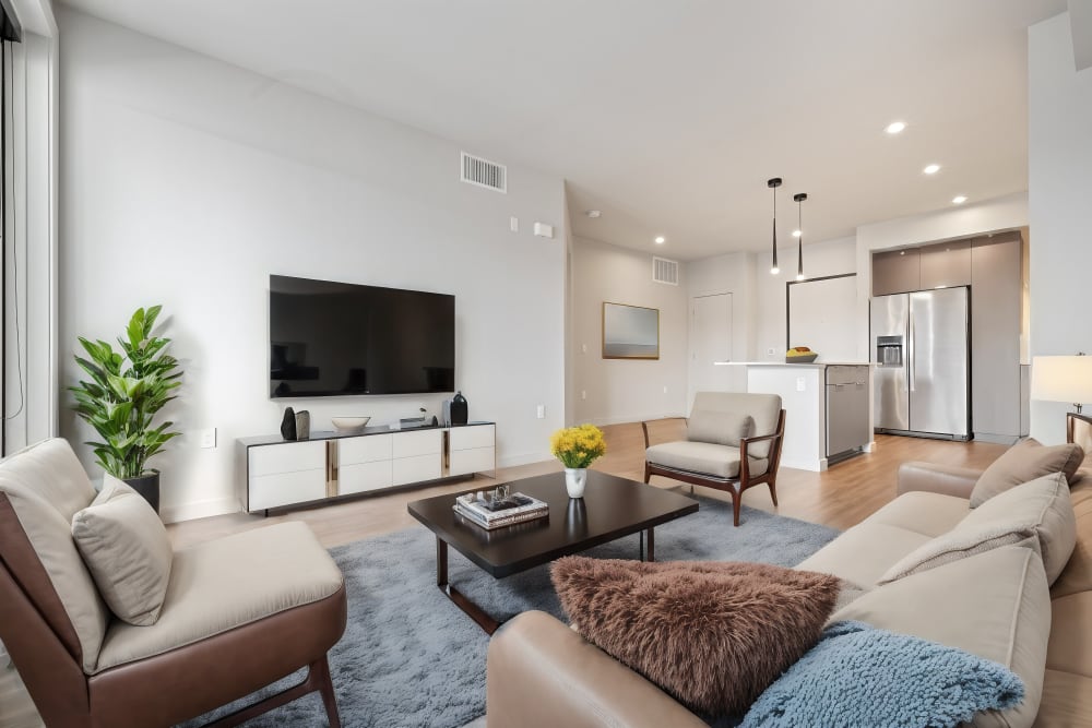 Living room at The George Apartment Homes in Anaheim, California