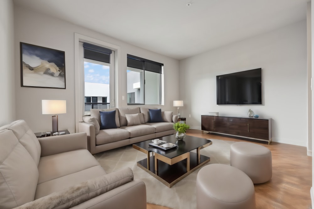 Spacious living room at The George Apartment Homes in Anaheim, California