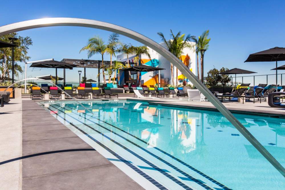 Pool stairs at The George Apartment Homes in Anaheim, California