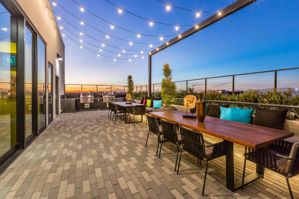 Outdoor deck at The George Apartment Homes in Anaheim, California