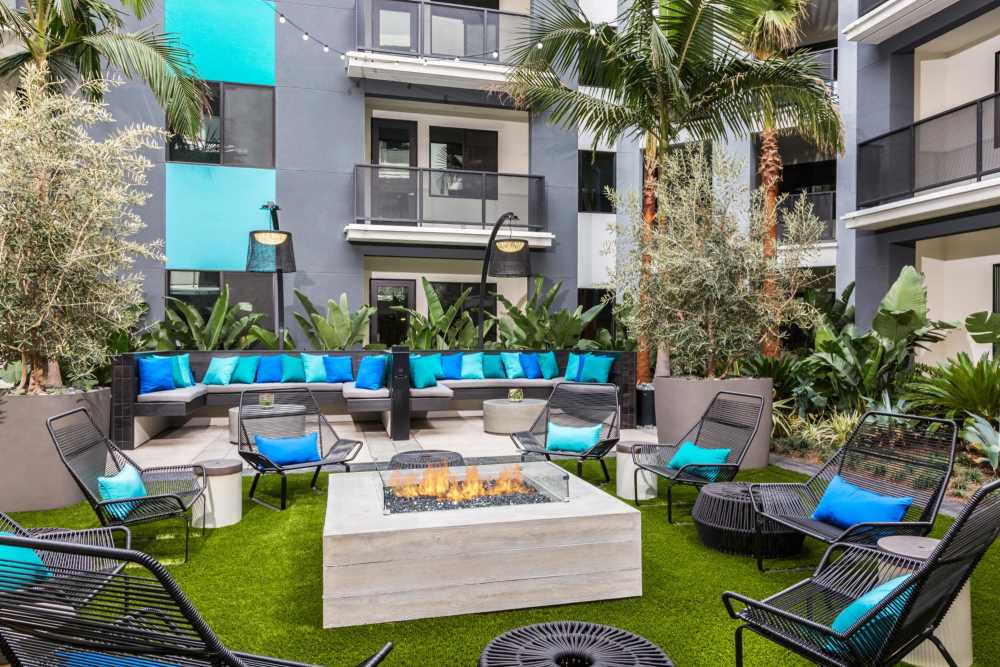 Fire pit outside at The George Apartment Homes in Anaheim, California