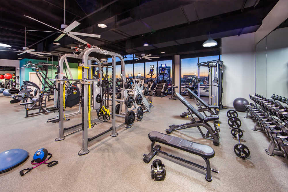 Fitness center at The George Apartment Homes in Anaheim, California