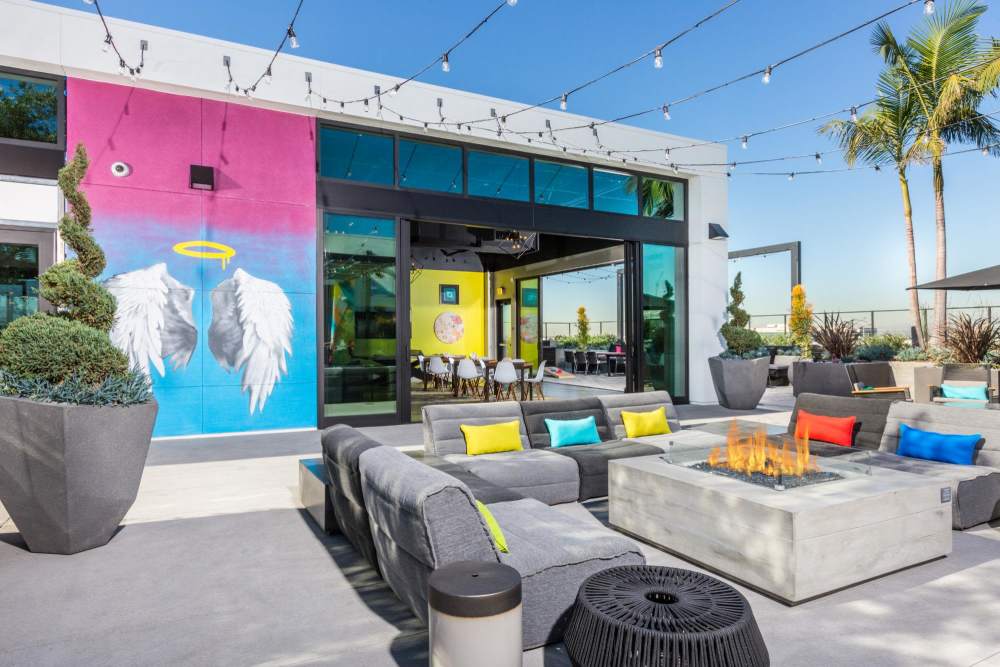 Outdoor seating at The George Apartment Homes in Anaheim, California