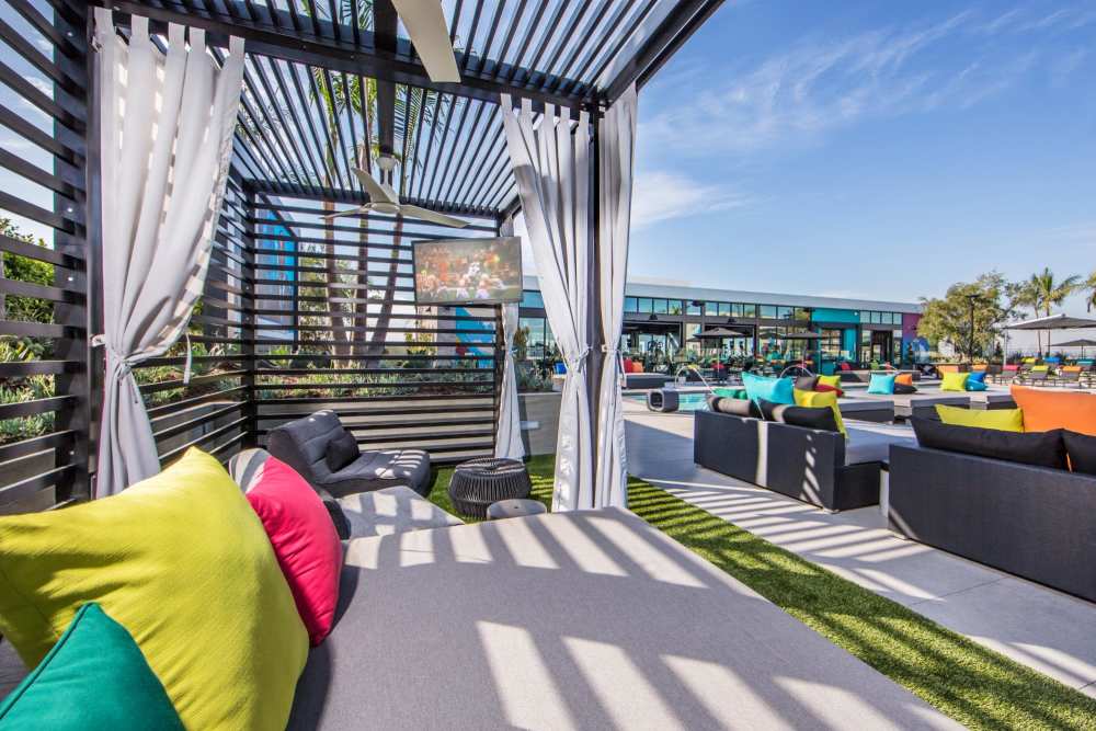 Cabanas outside at The George Apartment Homes in Anaheim, California