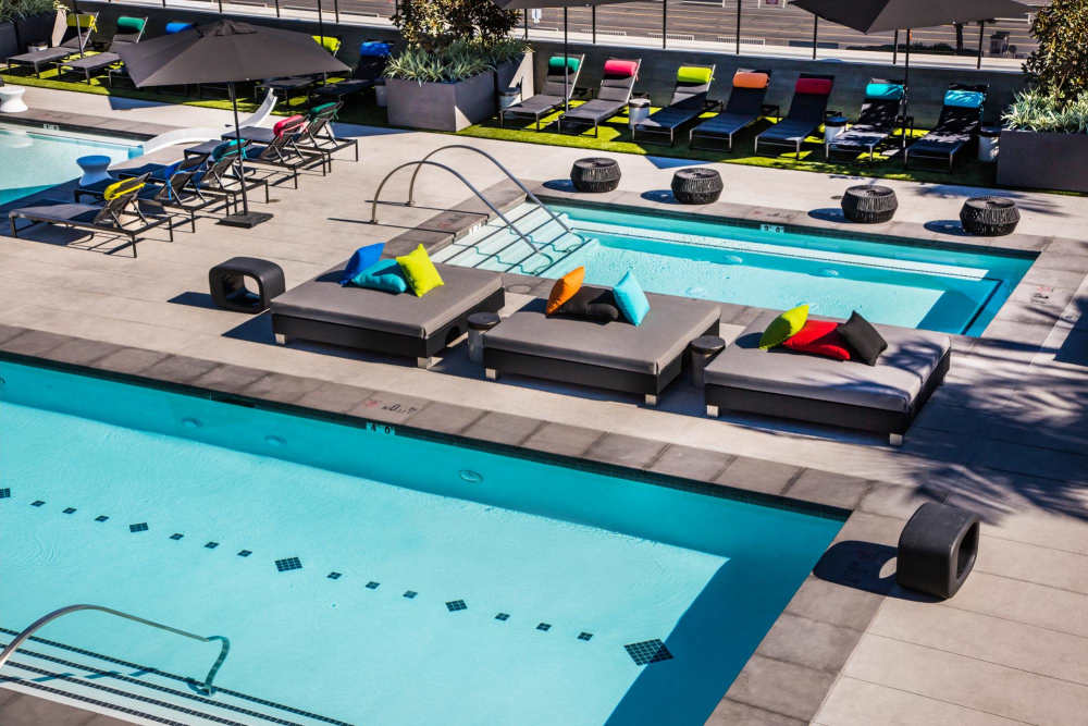 Multiple pools at The George Apartment Homes in Anaheim, California