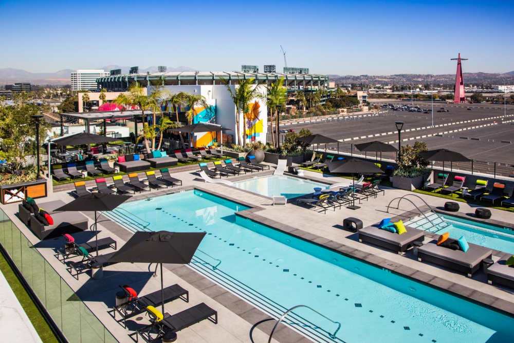 Pool complex at The George Apartment Homes in Anaheim, California