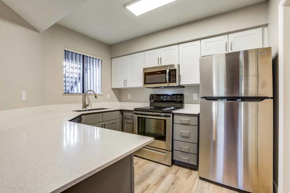 Kitchen with stainless-steel appliances at Calista in Scottsdale, Arizona