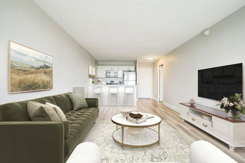 Living Room Area at Chestnut Hill Tower in Philadelphia, Pennsylvania