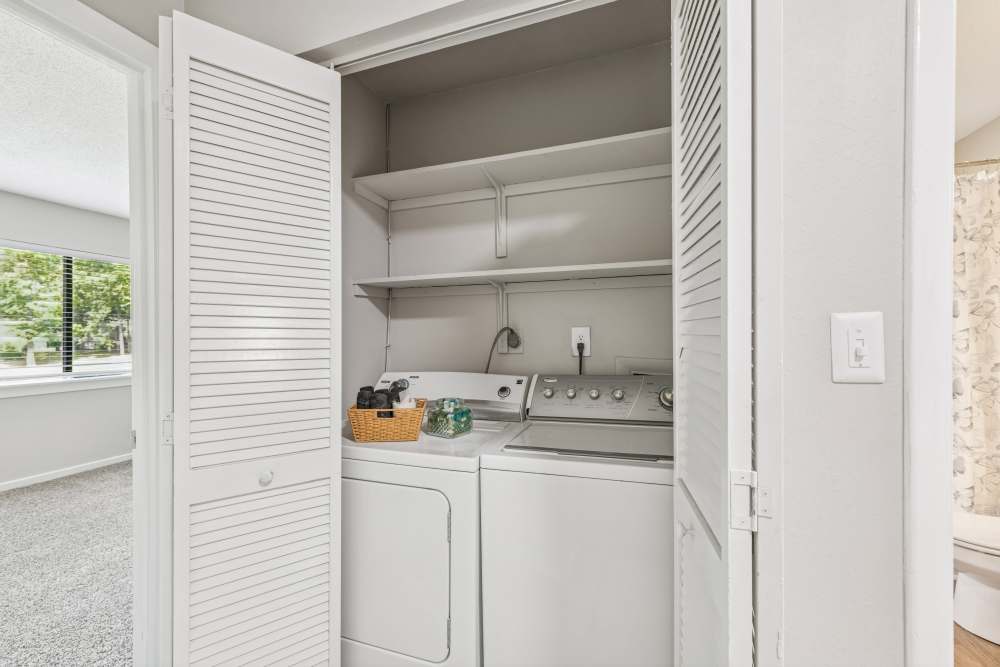 In-home washer and dryer at Pinewood Station in Hillsborough, North Carolina