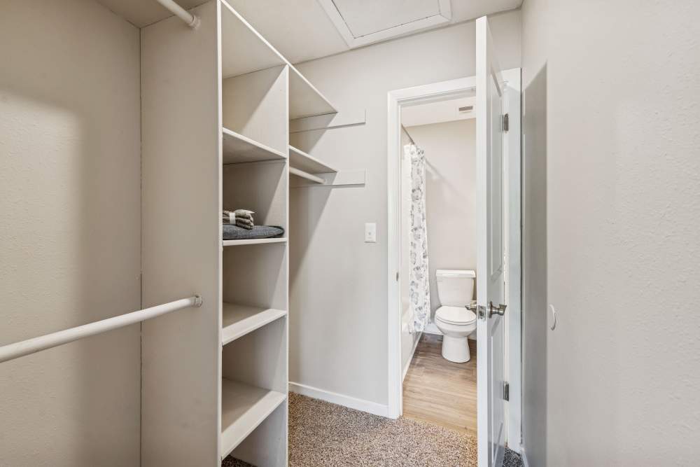 Walk-in closet at Pinewood Station in Hillsborough, North Carolina