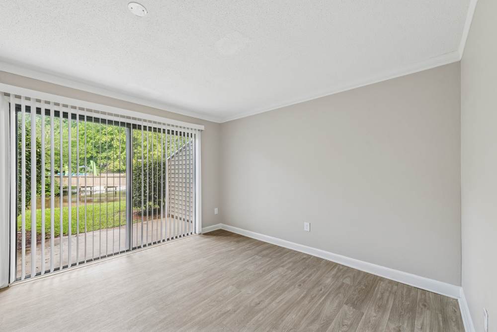 Well-lit living room at Pinewood Station in Hillsborough, North Carolina