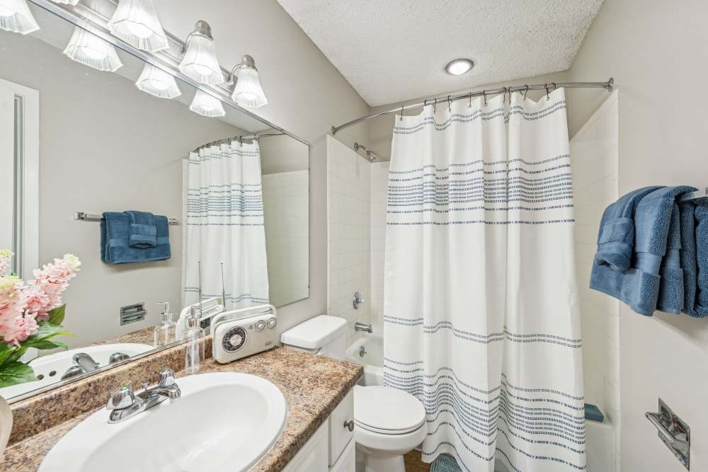 Bathroom at Pinewood Station in Hillsborough, North Carolina