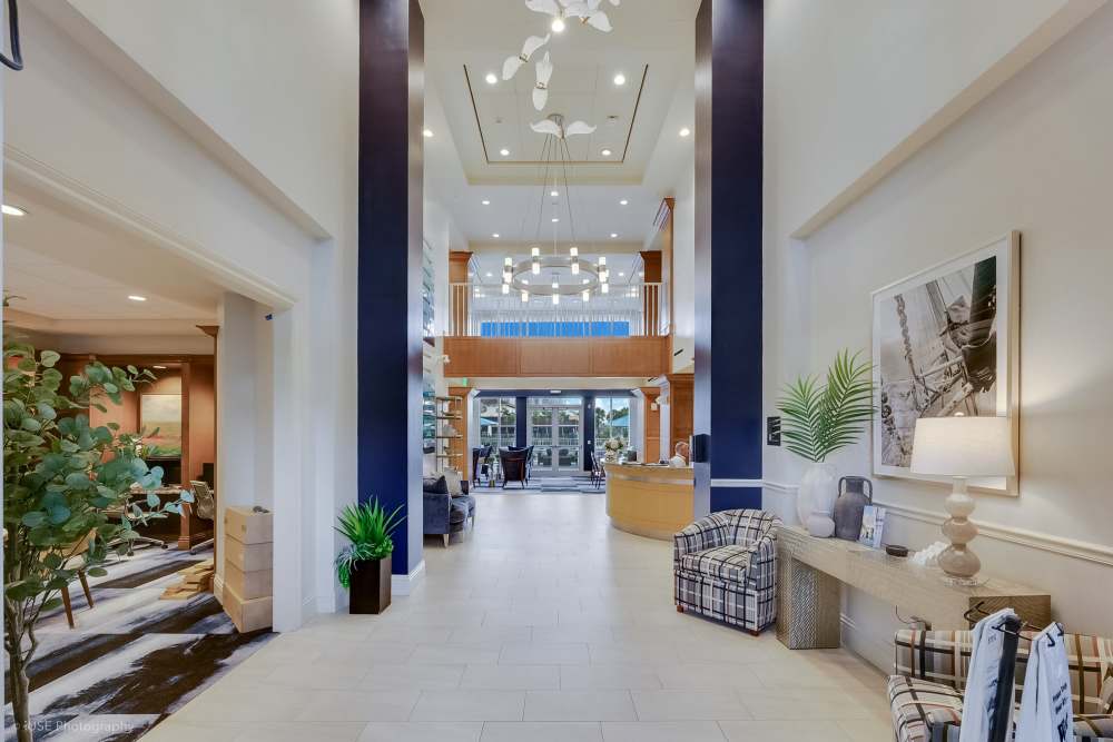 Elegant community interiors with contemporary design and natural lighting at The Meridian at Waterways in Fort Lauderdale, FL