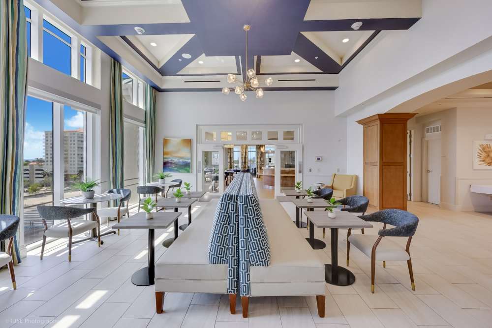 Quiet coworking lounge with sleek design at The Meridian at Waterways in Fort Lauderdale, FL