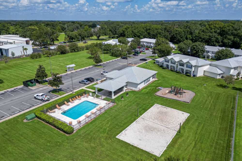 Aerial view of the community at Cypress Commons in Wildwood, Florida