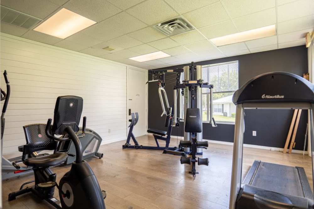 Well-equipped fitness center at Cypress Commons in Wildwood, Florida