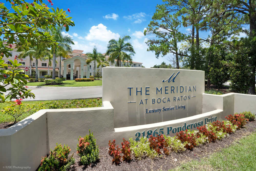 Sign for The Verdina at Boca Raton in front of the building of The Meridian at Boca Raton in Boca Raton, Florida