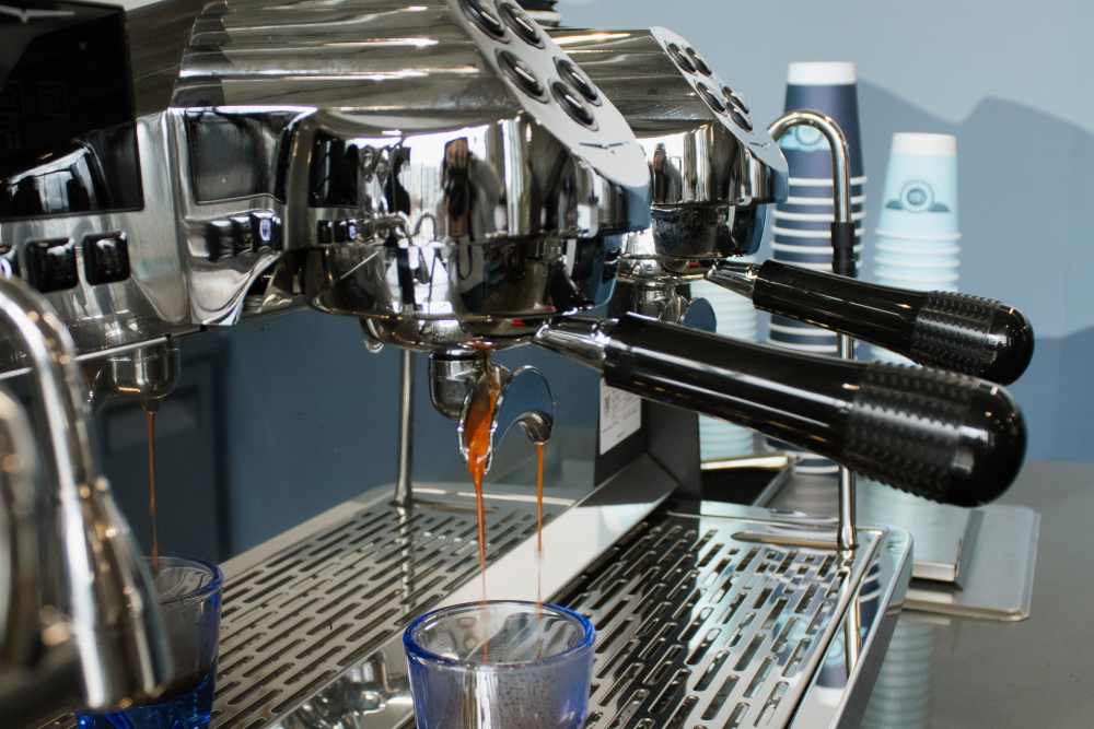 Espresso machine at HUB coffee shop retailer at RED