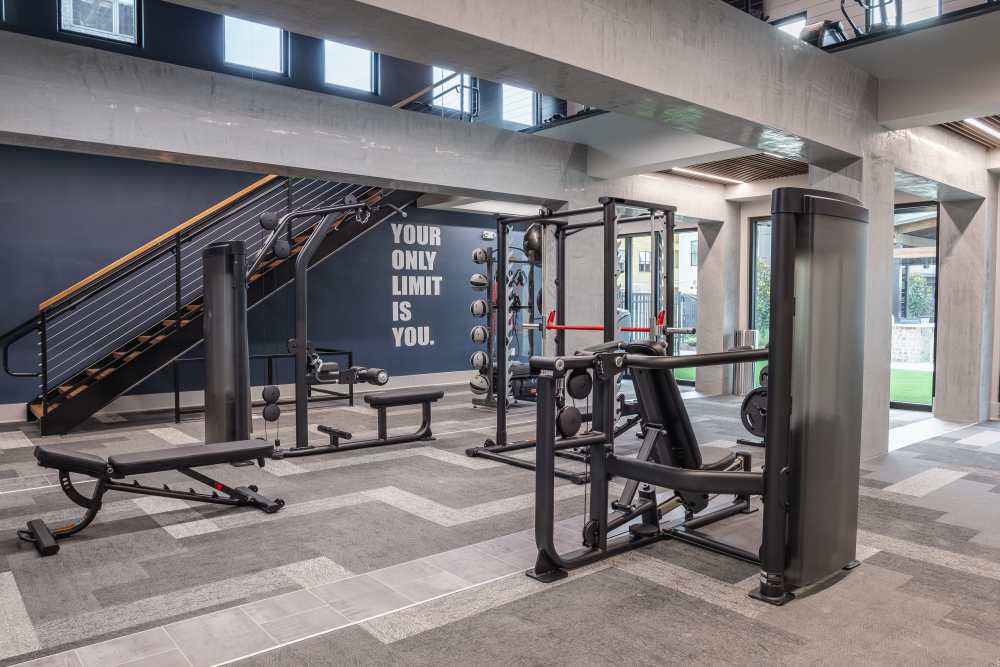 Exercise equipment in Fitness Center at The Waters at Freeport in Freeport, Florida