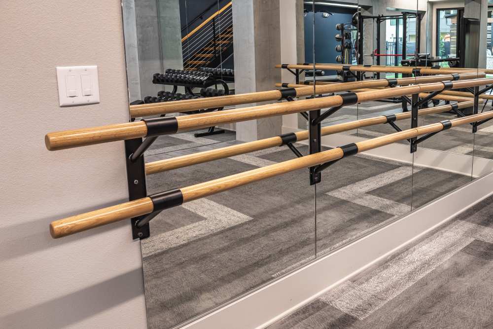 Studio with Large mirrors and training handles at The Waters at Freeport in Freeport, Florida