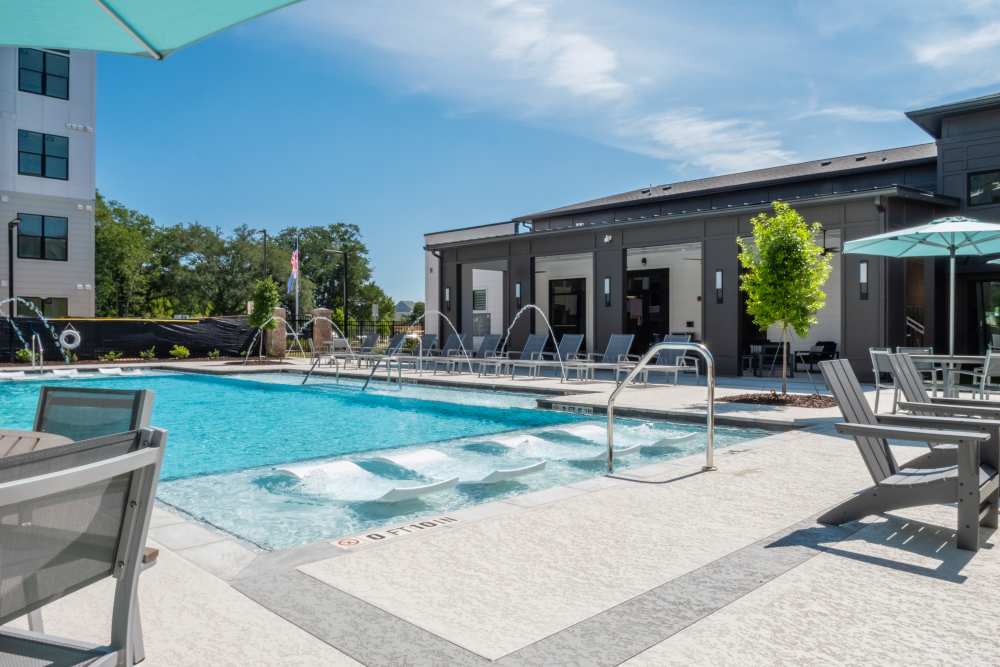 Outside View of the Apartment and Pool Area at The Waters at Freeport in Freeport, Florida