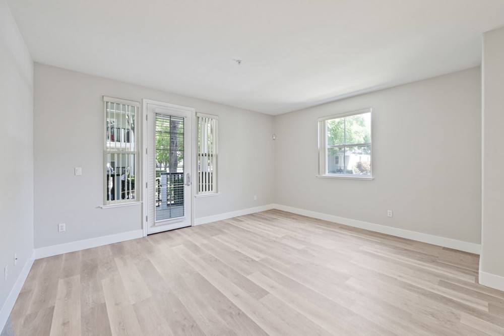view of living room with patio at The Kensington in Pleasanton, California