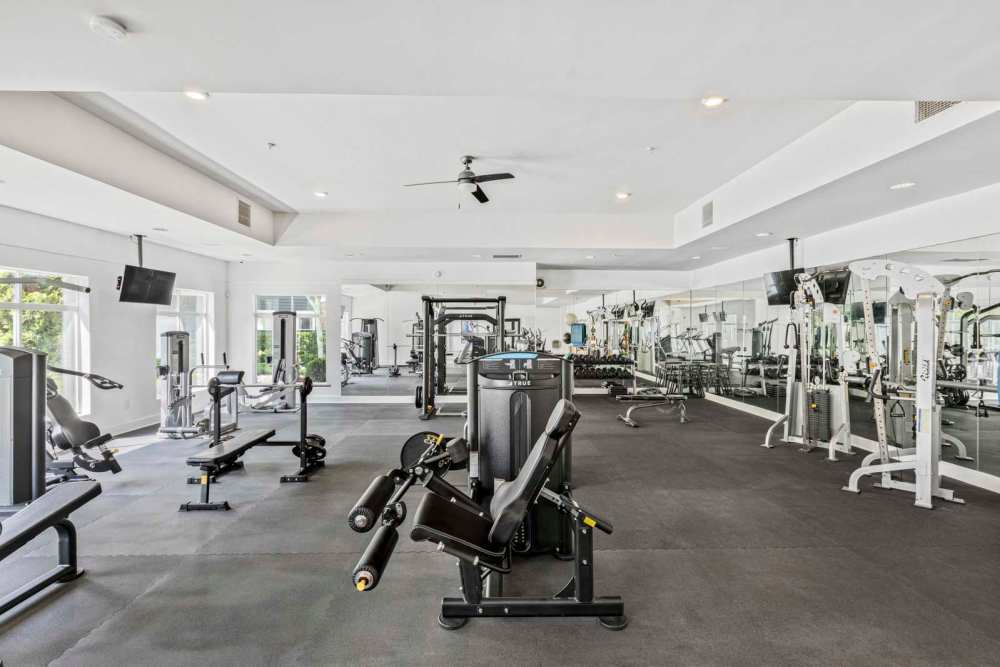 Exercise equipment in the fitness center at Retreat at Johns Creek in Duluth, Georgia