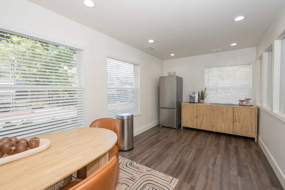 Kitchen in the clubhouse at Ava Apartments in Rocklin, California, 