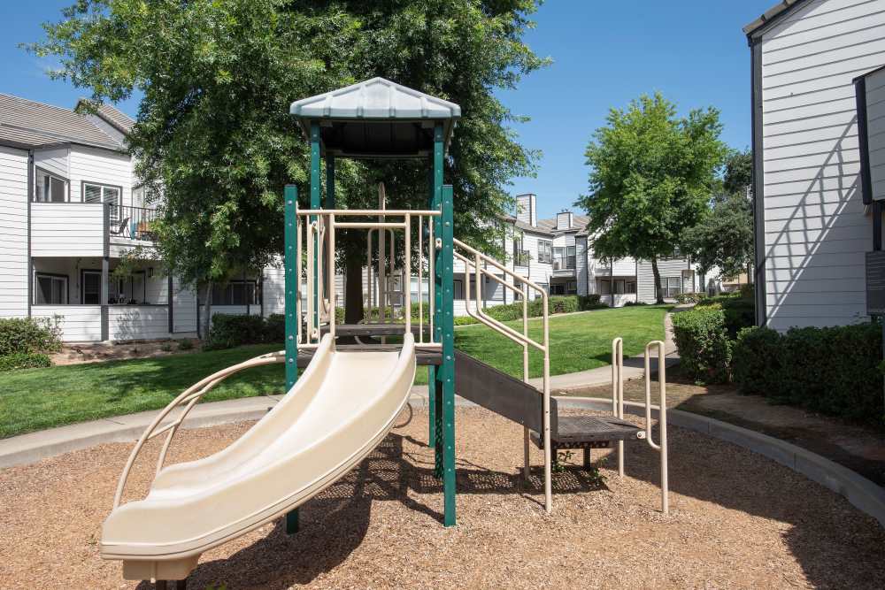 Slides in the playground at Ava Apartments in Rocklin, California, 