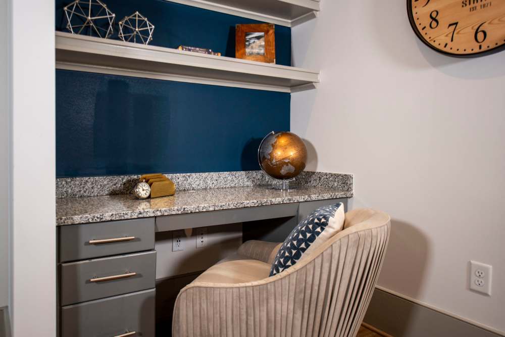 Desk nook in a model home at The Mill at Westside in Atlanta, Georgia