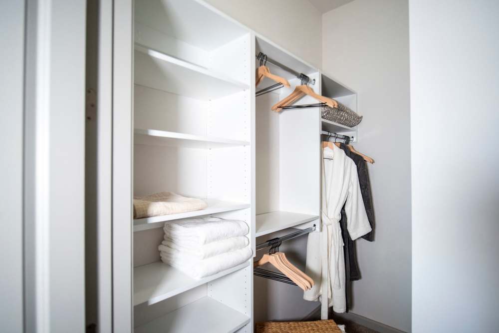 Shelving in an apartment closet at The Mill at Westside in Atlanta, Georgia