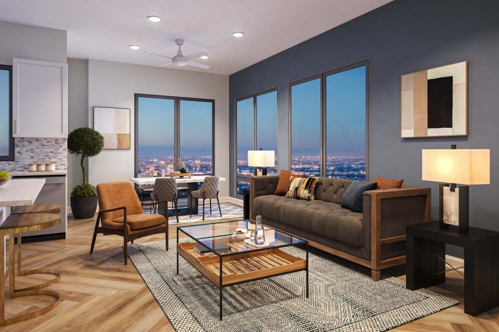 Cozy and spacious living area at One West Hartford in West Hartford, Connecticut