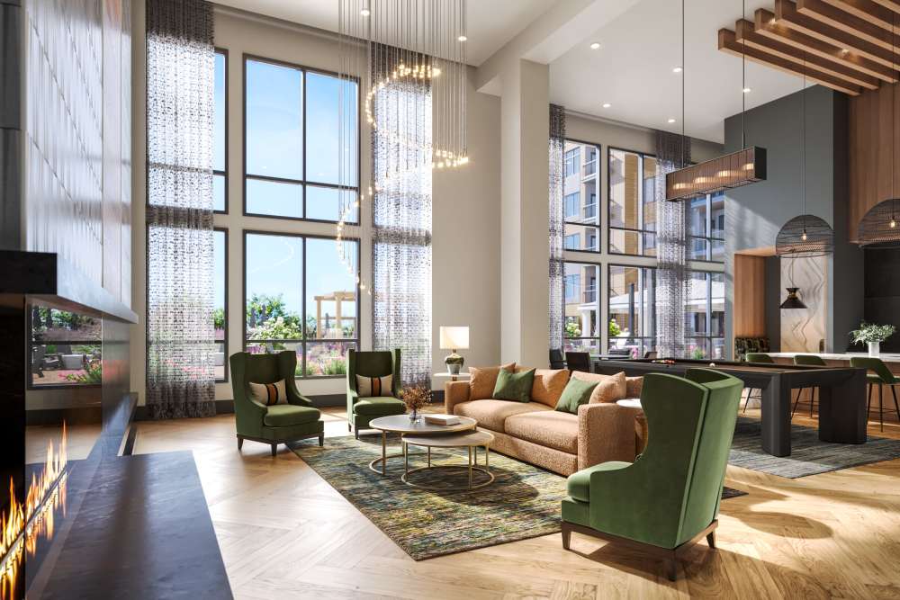 Elegant and classy clubroom at One West Hartford in West Hartford, Connecticut