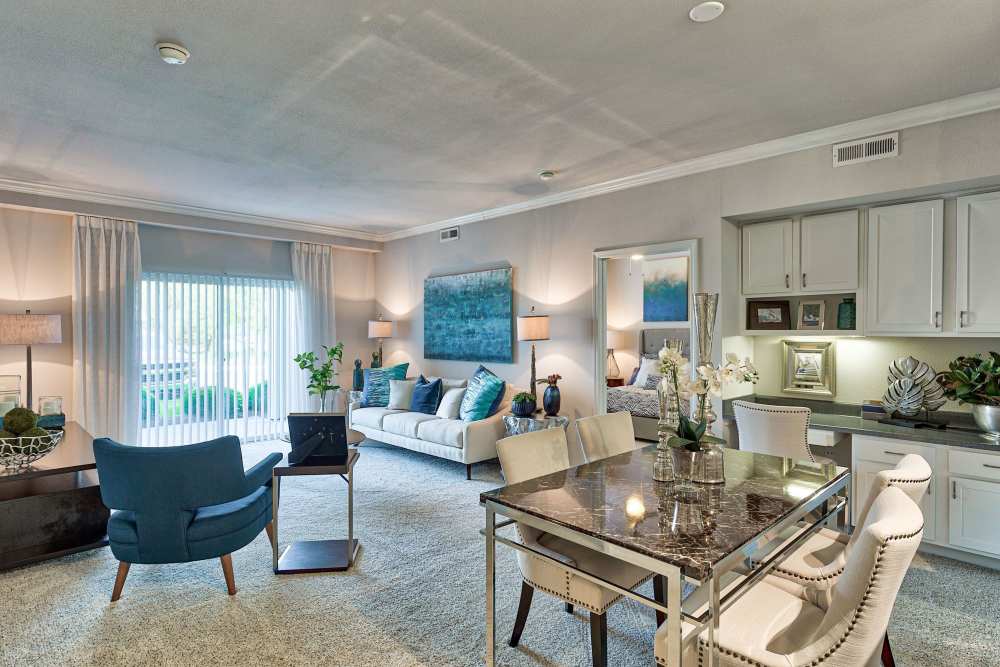 Dining over looking living area at Eastland Trails in Independence, Missouri