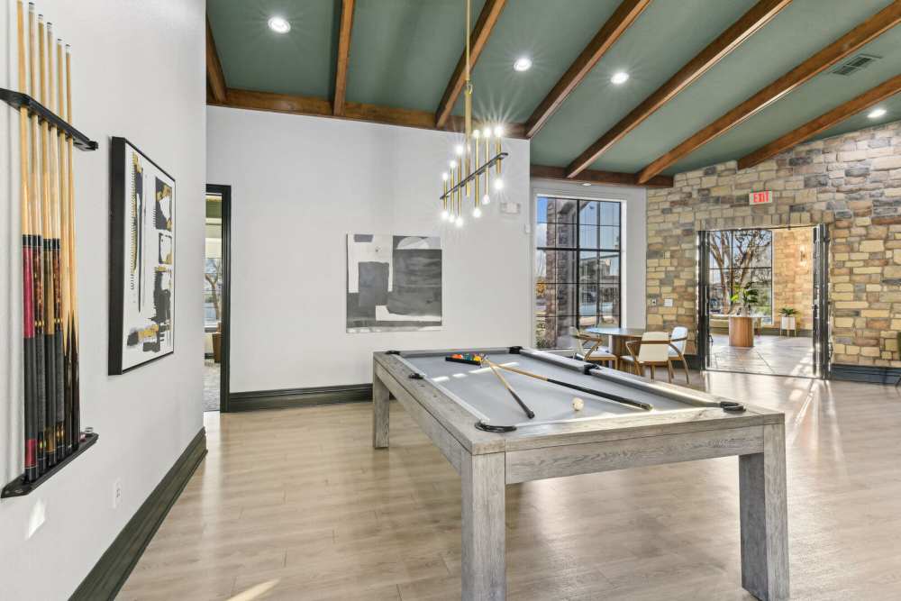 Billiards table in the clubhouse at Costa Bella in San Antonio, Texas