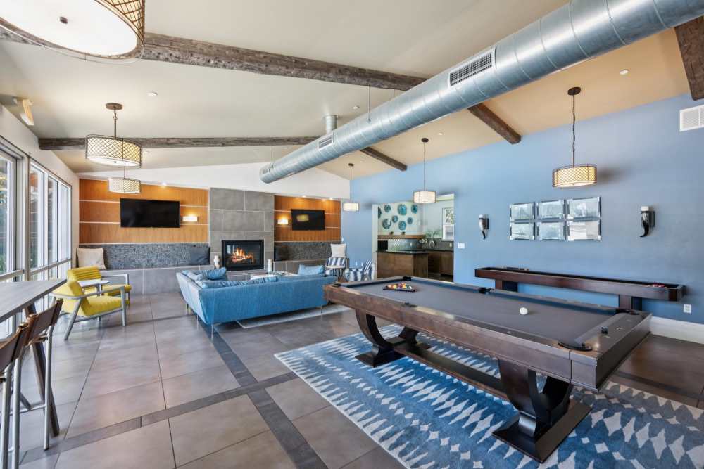 Billiards room and lounge at Azure Apartment Homes in Petaluma, California