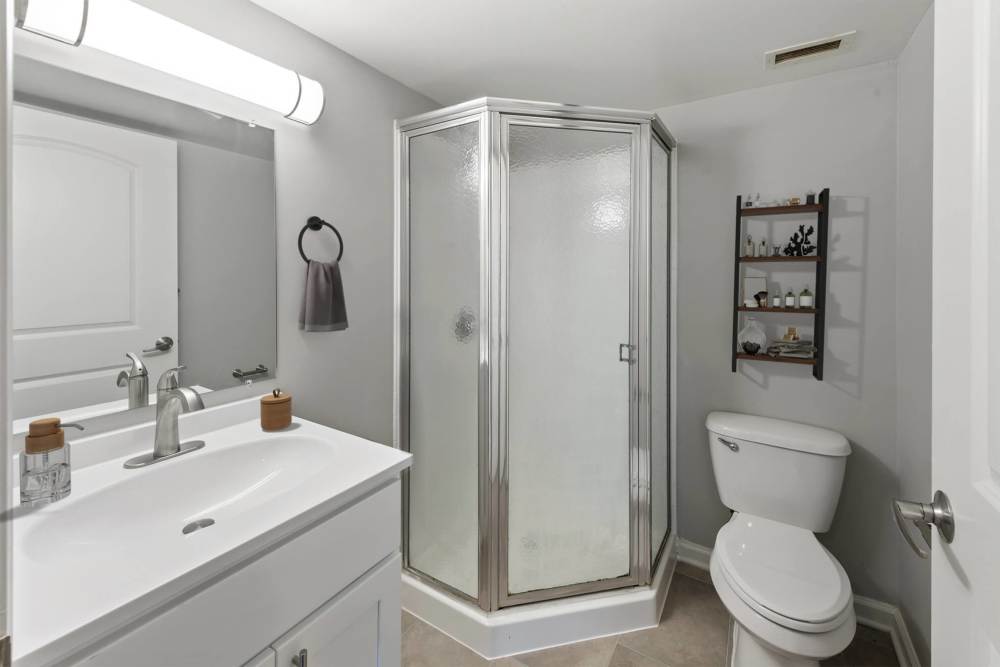 modern updated bathroom at Cherry Hill Towers in Cherry Hill, New Jersey