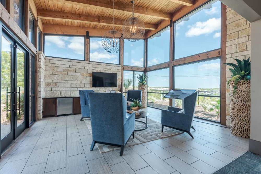 Cozy living room at Henley at The Rim in San Antonio, Texas