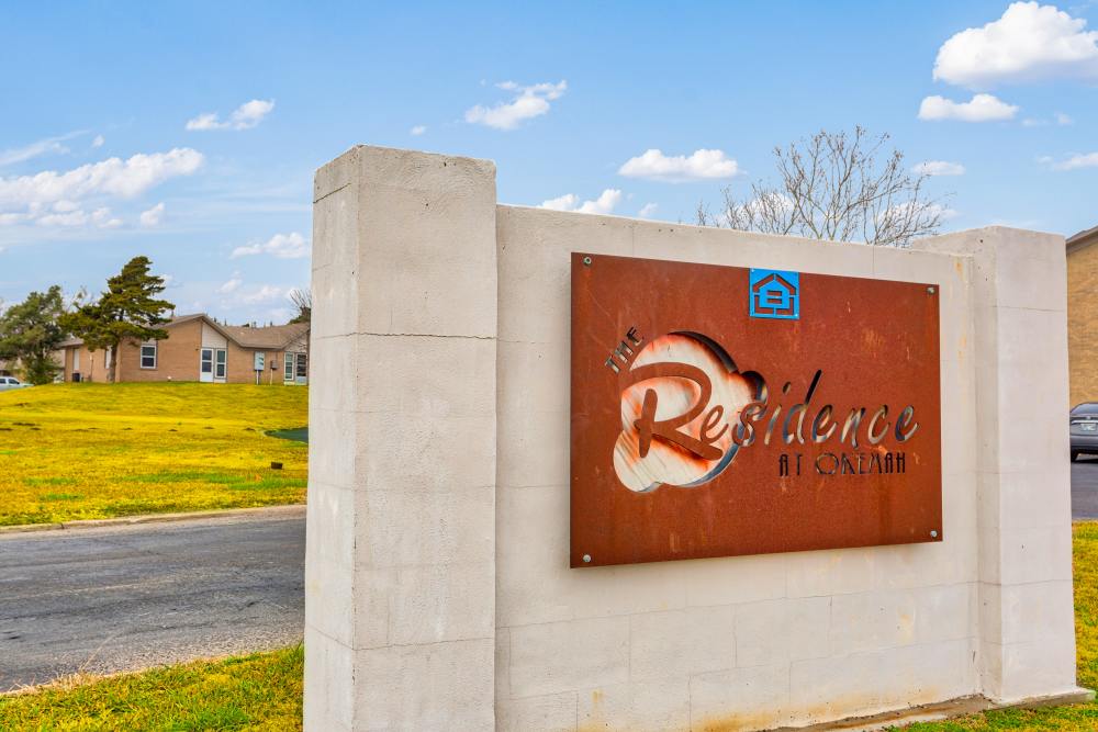Property sign at The Residence At Okemah in Okemah, Oklahoma, 