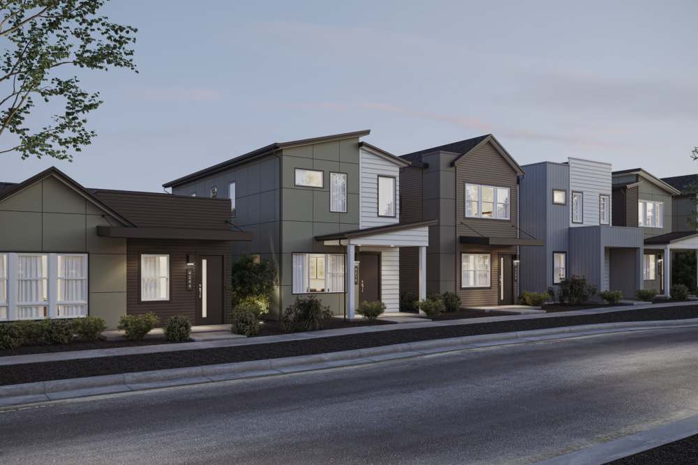 Exterior view of the townhomes at Union at the Park in Denver, Colorado
