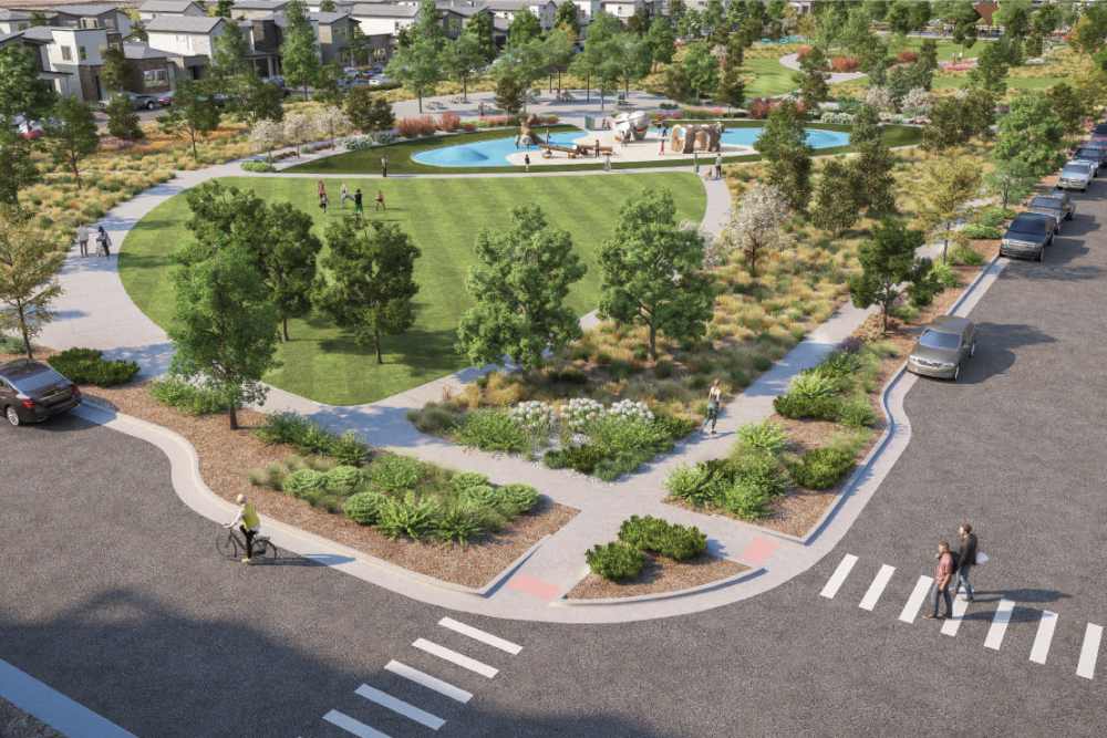 Street view of pool area at Union at the Park in Denver, Colorado