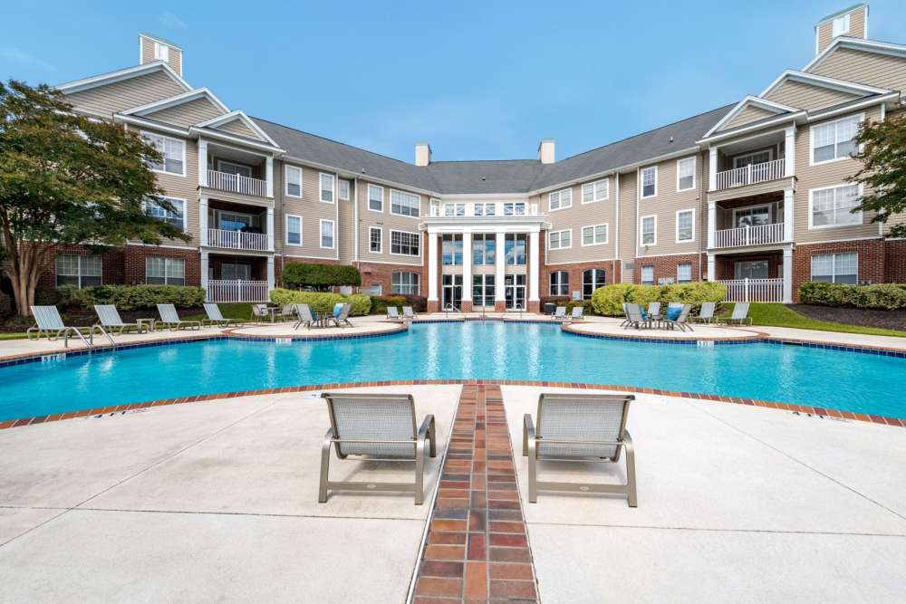 Beautiful blue sky with a luxurious pool Westlake at Morganton in Fayetteville, North Carolina