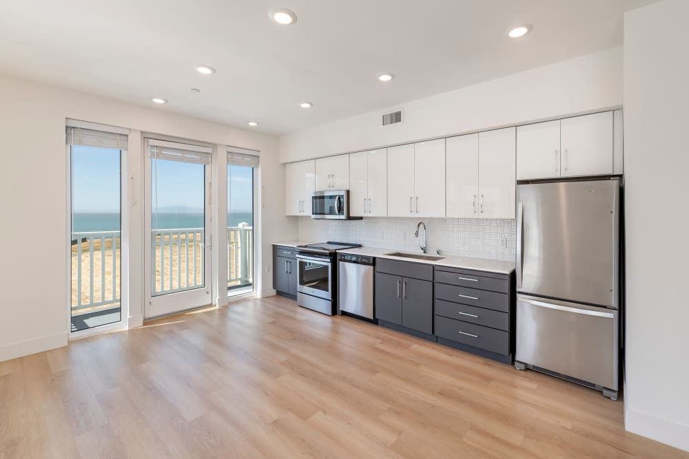 Kitchen apartment with Bayfront view at The Dylan