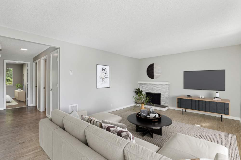 Living room with recliners at Cascade Park Apartment Homes in Vancouver, Washington