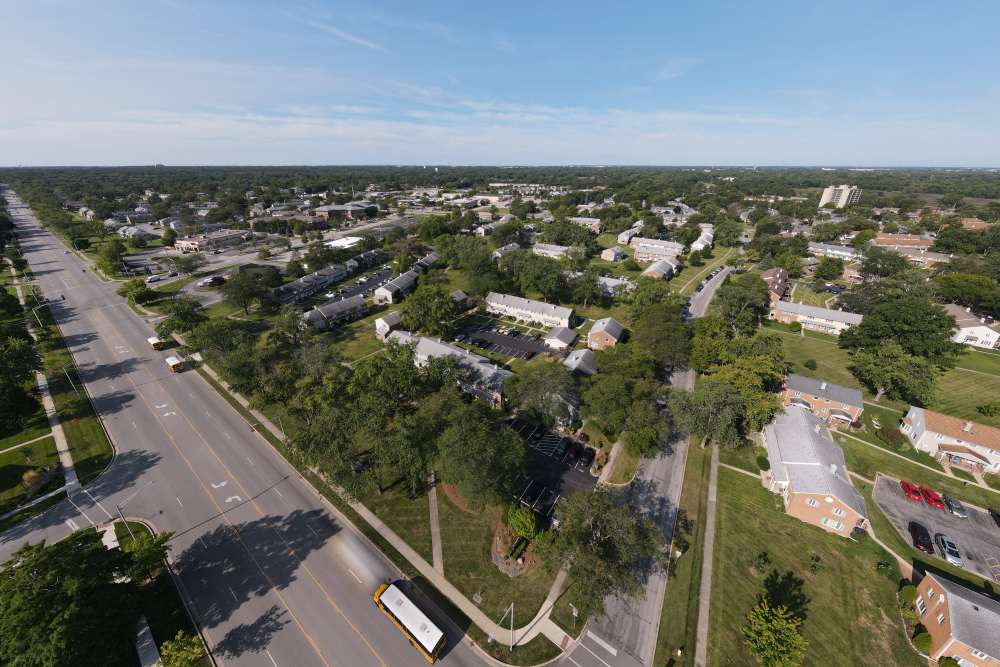 View of the community at Central Park in Park Forest, Illinois