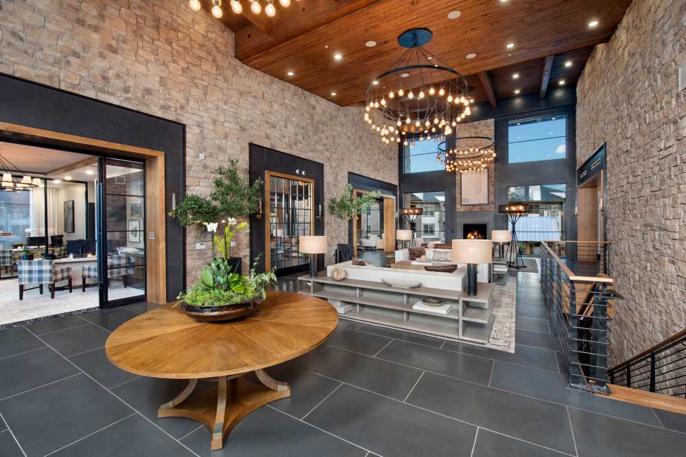 Clubhouse with wooden ceiling at Timberline View in Buford, Georgia
