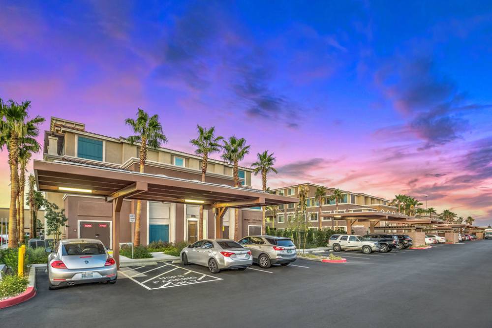Parking view of the building at Harmony in Las Vegas, Nevada